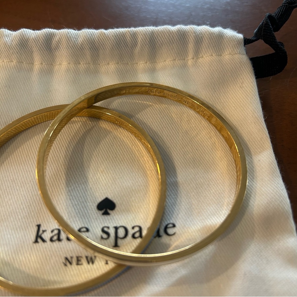 Kate Spade Thin Idiom Gold Bracelet Set in Blue and White with Dust Bag - Picture 3 of 9